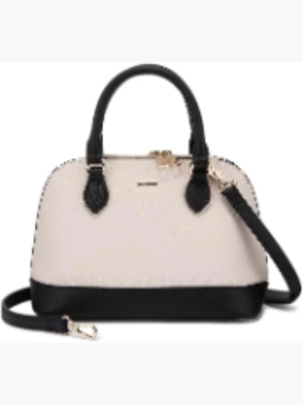 Faux Leather Crossbody Satchel Handbag with Double Zip, Adjustable Strap